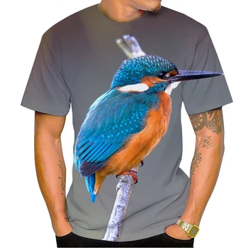  Новый Горячая Продажа Птица Зимородок 3D Печать Мужская Футболка с короткими рукавами Повседневная Мода Цвет Птица Принт Личность Дизайн