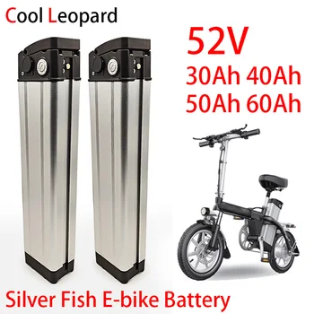  Новый литиевый аккумулятор 52 В 30 Ач 40 Ач 50 Ач 60 Ач, для аккумулятора электрического велосипеда в стиле серебряной рыбы с алюминиевым корпусом Противоугонный замок