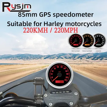 Новый мотоциклетный прибор 220 км/ч 85 мм GPS спидометр Датчик красный желтый светодиодный фонарь для мотоциклов Harley с GPS-антенной