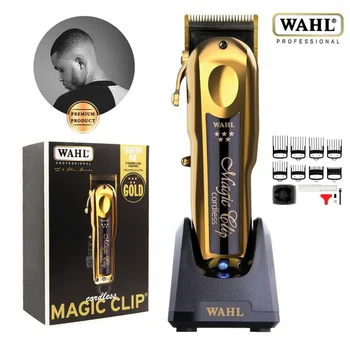 Оригинальная WahI 5 звезд 8148 золота Magic Clip Gold Limited Edition Профессиональная шнуровая/беспроводная машинка для стрижки волос с зарядной базой