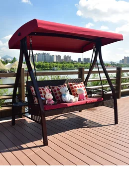 Открытый сад двойное кресло-качалка во дворе качели подвесной диван кованое железо дом балкон колыбель гамак