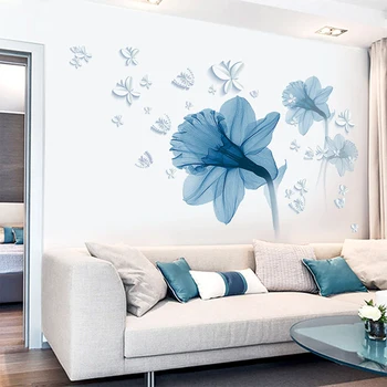  ПВХ Персонализированный домашний стиль для каждой комнаты Клейкие наклейки на стену Теплые цветы Наклейка на стену