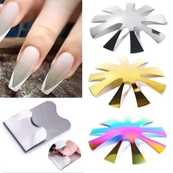  Пластина для ногтей Французский стиль V-образная нержавеющая сталь 1 шт. Французский Nail Art Edge Trimmer Cut U-образная маникюрная Инструменты для ногтей #(*