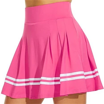 плиссированная женская теннисная юбка с высокой талией полосатый цвет Clash Yoga Теннисная юбка быстросохнущие дышащие карманные теннисные спортивные юбки