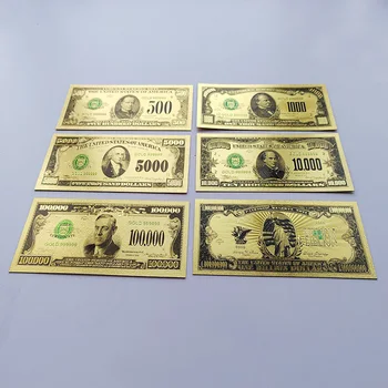  Полный набор Позолоченные банкноты США Американский доллар Набор Пластиковые памятные банкноты Коллекционные сувенирные бизнес-подарки