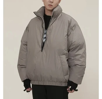 Полумолния Хлопковая куртка для мужчин Высокое качество 1:1 Воротник-стойка Парки Y2K Модная уличная куртка Пальто Мужчины Женщины