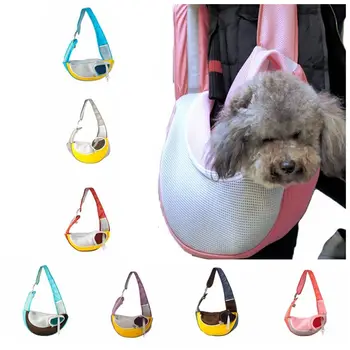  Портативная сумка для переноски для собак Hands Free Красочная сумка через плечо для щенков Защитный крючок Карман Регулируемый ремень Сумка через плечо для домашних животных