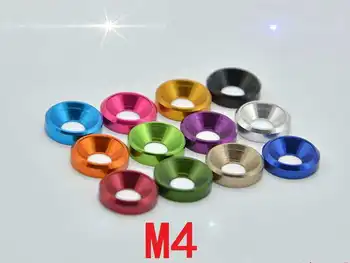  Потайные шайбы из алюминиевого сплава различных цветов, плоские шайбы M4
