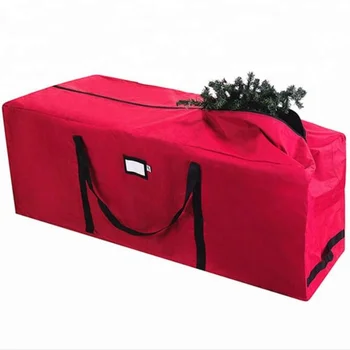 Промо-акция Большая красная сумка на колесиках Водонепроницаемая сумка для хранения рождественской елки из полиэстера