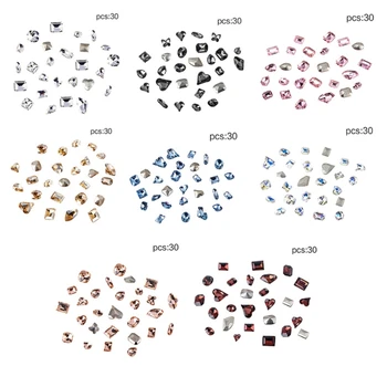Разноцветные хрустальные бриллианты, 30 штук Блестящие дизайны Стразы 3D Камни Драгоценные камни DIY-Аксессуары для ногтей