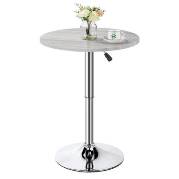 Регулируемый по высоте круглый стол для паба на 360° для домашнего бара Bistro Café, серый