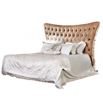 Роскошная мебель для виллы с двуспальной кроватью на заказ 1,8 м в главной спальне Свадебная кровать в европейском стиле из массива дерева