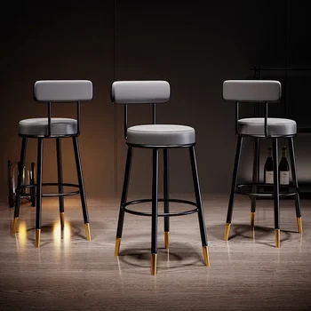 Роскошный кухонный барный стул Круглые скандинавские стулья для ресепшн Минималистичные барные стулья из искусственной кожи Стулья для гостиной Мебель для домашнего бара
