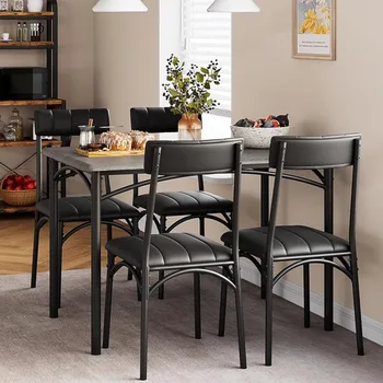 Роскошный набор обеденных столов на 4 персоны, кухонный стол и стулья, прямоугольный обеденный стол с 4 мягкими стульями,