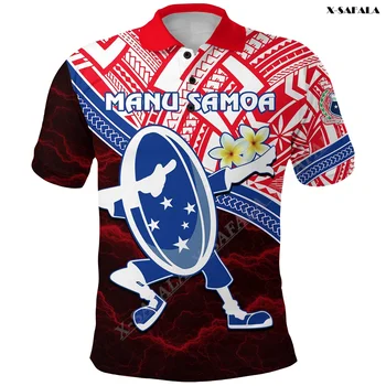 Самоа Регби Полинезия Спорт Dab Trend Креативная красная 3D-печатная рубашка-поло Мужчины с тонким воротником с коротким рукавом StreetWear Повседневный топ