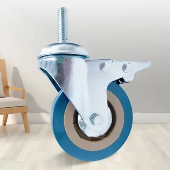 серебристо-синий резиновые поворотные колеса 360 вращающиеся резиновые полиуретановые колеса для мебели колеса круглые универсальные колеса для детской кроватки