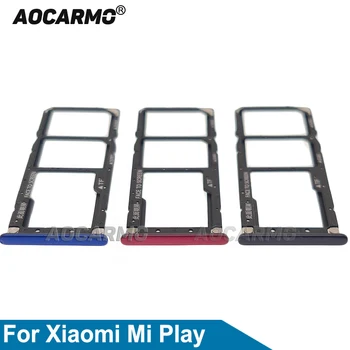  Сим-карта Aocarmo для Xiaomi Mi Play Черный/синий/красный лоток для SIM-карты Запасная часть держателя