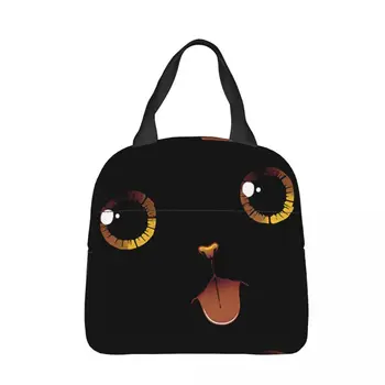  Симпатичная черная кошка Изолированная сумка для ланча Catzilla Monsters Котенок Женщины Дети Сумка-холодильник Термо Портативный Ланч Бокс Ледяной Пакет Тоут
