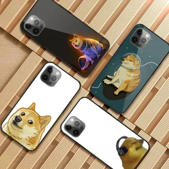 Симпатичный чехол для телефона Funny Dog Cheems для IPhone 14 13 12 11 XS X 8 7 6 Plus Mini Pro Max SE 2022 Черный стеклянный чехол для телефона из ПК из ТПУ