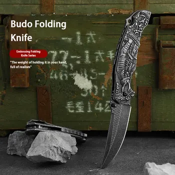  Складной нож с тиснениемОткрытый ножЗащитный ножМини-карманный нож для переноскиСкладной нож высокой твердостиФруктовый нож