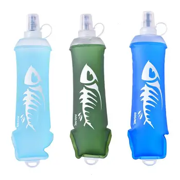  Спортивная складная бутылка для воды 500 мл Мягкая колба Силиконовая складная дорожная фляга Бутылка Рюкзак Подвесной мешок для воды для велосипедного лагеря
