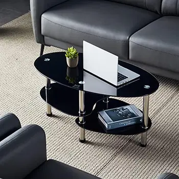 стеклянный чайный столик для офиса, 3-ярусный современный журнальный столик, торцевой столик для гостиной (прозрачный) Стул для стола Обеденные стулья на открытом воздухе Табурет
