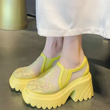 стразы обувь женские дышащие кружева супер высокие каблуки римский гладиатор сандалии женские туфли на платформе с круглым носком повседневная обувь