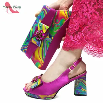 Туфли-лодочки на супервысоком каблуке Peep Toe для свадьбы, комплект обуви и сумки, пурпурный цвет, новогоднее предложение, новое поступление 2024