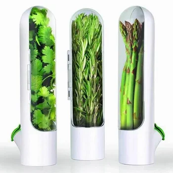 Холодильник Herb Crisper Saver Pod Container Бутылка для консервирования овощей Храните травы / кинзу / мяту / петрушку / спаржу свежую зелень