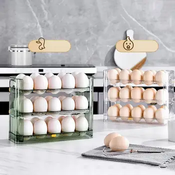Холодильник Держатель для яиц Автоматический прокатный прозрачный контейнер для хранения большой емкости с циферблатом даты Органайзер для хранения на домашней кухне