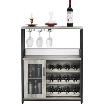Хрустальная витрина Винный бар Шкаф со съемными винными стеллажами и 1 ящиком Витрины для виски Морозильная камера Пивовар Шкаф