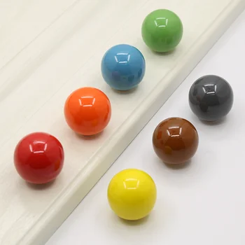 Цветные керамические ручки ящиков с одним отверстием Простые круглые ручки и ручки шкафа в форме шара Тумбы для обуви Ручки тумб под телевизор