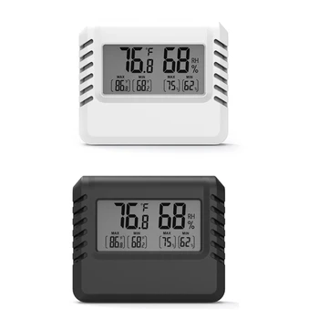 Цифровой дисплей Электронный измеритель температуры и влажности Мини-термометр Гигрометр с кронштейном Черный