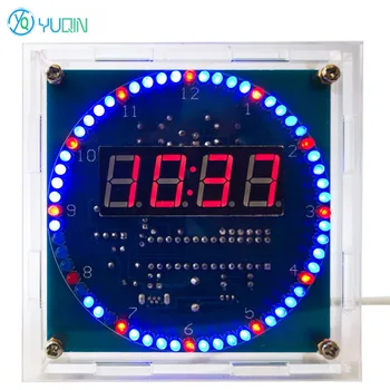  Четырехпозиционные вращающиеся электронные часы с регулируемой температурой Оптический светодиодный комплект DS1302 DIY Незакрепленные детали