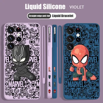 Чехол для телефона Marvel Black Panther для Samsung S23 S22 S21 S20 Fe S10 Note 20 10 Ultra Lite Plus Жидкая левая крышка для веревки