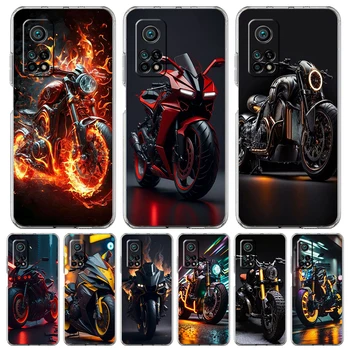 Чехол для телефона мотоцикла для Xiaomi Mi Poco F3 X3 X4 GT NFC M3 M4 11 Ultra 12 11X 11i Pro Lite 5G Мягкий прозрачный чехол Capas Сумки