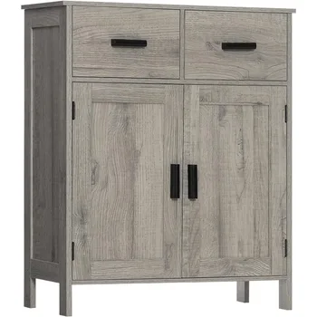 Шкаф для хранения Quimoo, напольный шкаф для ванной комнаты, шкаф для хранения в ванной комнате для гостиной, спальни, домашнего офиса, серый
