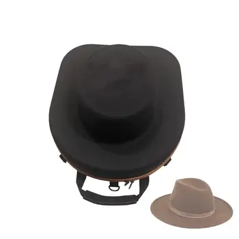 Шляпная коробка для ковбойских шляп Жесткая оболочка Шляпа Дорожный чехол Универсальный размер с ручкой и органайзером для плечевого ремня