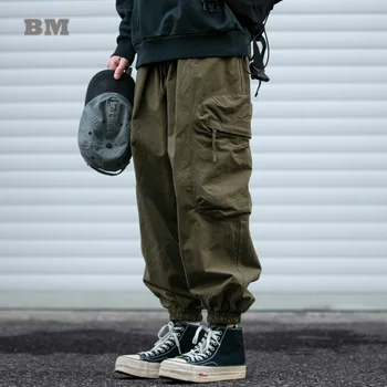 Японская уличная одежда Высокое качество Винтажные тактические брюки для бега для мужчин Одежда Harajuku Повседневные брюки-карго Мешковатые брюки